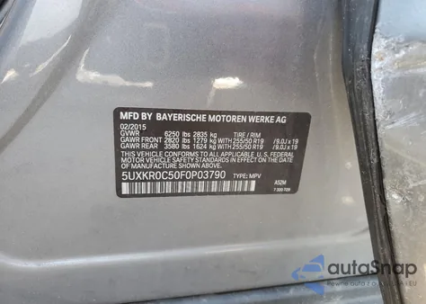 2015 BMW X5 xDrive35I from USA, damaged, VIN 5UXKR0C50F0P03790
